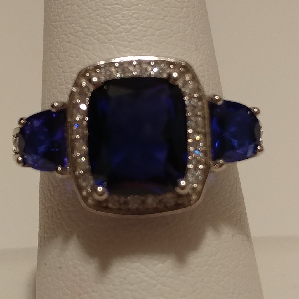 Blue And Clear Cz Ring